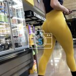 Yellow leggings sexy teen cute butt