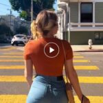 Tight jeans big butt candid teen crossing