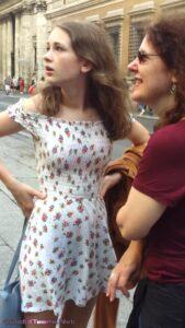 Busted Sexy Candid girl in short white skirt - Candid Teens