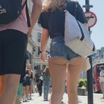 Epic tight bubble cheeks in denim shorts street POV Photo_1787450490768