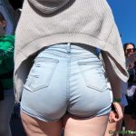 Epic tight Bubble shape ass in denim jeans shorts candid video Photo_1787891900923