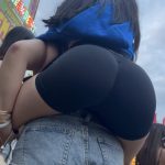 Asian girl sexy candid Bubble ass on her friends back bbbs