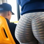 Round tight Bubble booty closeup candidshot in bus bootyyy